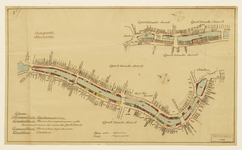 216305 Plattegrond van de Oudegracht te Utrecht met weergave van de percelen (ged.) met werfkelders, met huis- en ...